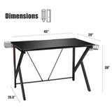 NNECW K-shaped Ergonomic Gaming Desk with Video Storage for Home