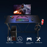 NNECW K-shaped Ergonomic Gaming Desk with Video Storage for Home