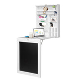 NNECW Folding Wall Mounted Desk with Chalkboard and Storage Compartments for Home/Office