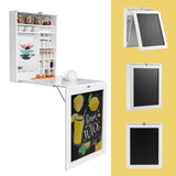 NNECW Folding Wall Mounted Desk with Chalkboard and Storage Compartments for Home/Office