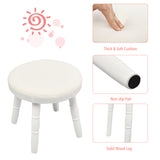 NNECW Vanity Makeup Table Set with Real Mirror for Little Girls White