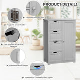 NNECW Wooden Floor Cabinet with 4 Drawers for Bathroom Hallway-Gray