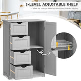 NNECW Wooden Floor Cabinet with 4 Drawers for Bathroom Hallway-Gray
