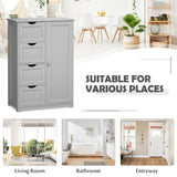 NNECW Wooden Floor Cabinet with 4 Drawers for Bathroom Hallway-Gray
