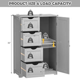 NNECW Wooden Floor Cabinet with 4 Drawers for Bathroom Hallway-Gray