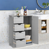 NNECW Wooden Floor Cabinet with 4 Drawers for Bathroom Hallway-Gray