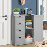 NNECW Wooden Floor Cabinet with 4 Drawers for Bathroom Hallway-Gray