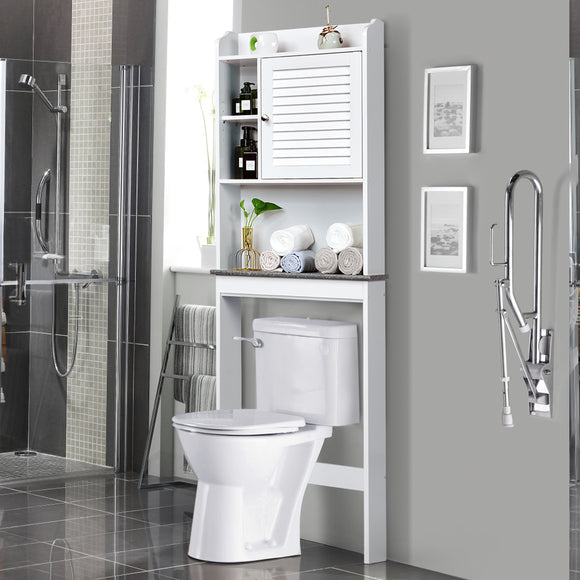 NNECW 4-Tier Bathroom Over-The-Toilet Storage Cabinet with 5-Level Adjustable Shelves
