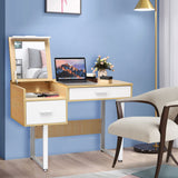 NNECW Vanity Table with Flip Top Mirror and 2 Drawers for Bedroom