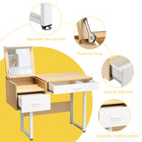 NNECW Vanity Table with Flip Top Mirror and 2 Drawers for Bedroom