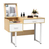 NNECW Vanity Table with Flip Top Mirror and 2 Drawers for Bedroom