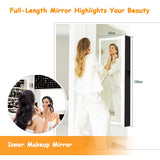 NNECW Lockable Jewelry Cabinet with LED Strip Lights &amp Full-length Mirror-Black