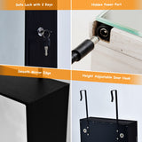 NNECW Lockable Jewelry Cabinet with LED Strip Lights &amp Full-length Mirror-Black