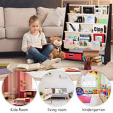 NNECW Wood Bookshelf with 2 Storage Boxes for Storing Books-Coffee