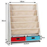 NNECW Wood Bookshelf with 2 Storage Boxes for Storing Books-Beige