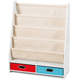 NNECW Wood Bookshelf with 2 Storage Boxes for Storing Books-Beige