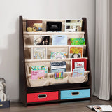 NNECW Wood Bookshelf with 2 Storage Boxes for Storing Books-Coffee