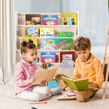 NNECW Wood Bookshelf with 2 Storage Boxes for Storing Books-Beige