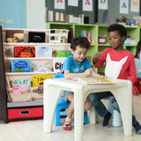 NNECW Wood Bookshelf with 2 Storage Boxes for Storing Books-Coffee