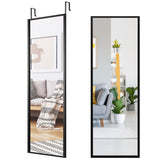 NNECW Full Length Wall-Mounted Mirror with Height Adjusting Hooks-Black