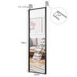 NNECW Full Length Wall-Mounted Mirror with Height Adjusting Hooks-Black
