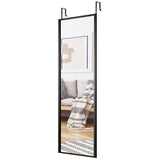 NNECW Full Length Wall-Mounted Mirror with Height Adjusting Hooks-Black