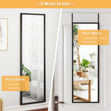 NNECW Full Length Wall-Mounted Mirror with Height Adjusting Hooks-Black