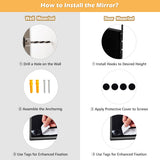 NNECW Full Length Wall-Mounted Mirror with Height Adjusting Hooks-Black