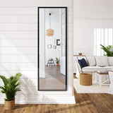 NNECW Full Length Wall-Mounted Mirror with Height Adjusting Hooks-Black
