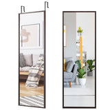 NNECW Full length Mirror with Height Adjusting Hanging Hooks for Bedroom Brown