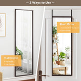 NNECW Full length Mirror with Height Adjusting Hanging Hooks for Bedroom Brown