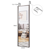 NNECW Full length Mirror with Height Adjusting Hanging Hooks for Bedroom Brown