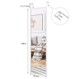 NNECW Full length Mirror with Height Adjusting Hanging Hooks for Bedroom White
