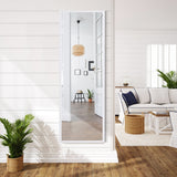 NNECW Full length Mirror with Height Adjusting Hanging Hooks for Bedroom White