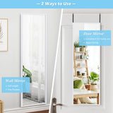 NNECW Full length Mirror with Height Adjusting Hanging Hooks for Bedroom White