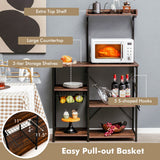 NNECW Freestanding 5-tier Microwave Oven Stand with Storage for Dining Room/Kitchen