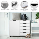 NNECW Mobile Storage Unit with 5 Drawers & Cupboard
