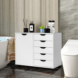 NNECW Mobile Storage Unit with 5 Drawers & Cupboard