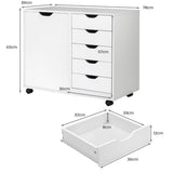 NNECW Mobile Storage Unit with 5 Drawers & Cupboard