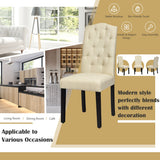 NNECW Set of 2 Tufted Dining Chair with Rubber Wooden Leg-Beige