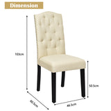 NNECW Set of 2 Tufted Dining Chair with Rubber Wooden Leg-Beige