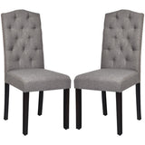 NNECW Set of 2 Tufted Dining Chair with Rubber Wooden Leg-Grey