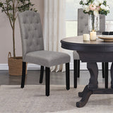 NNECW Set of 2 Tufted Dining Chair with Rubber Wooden Leg-Grey