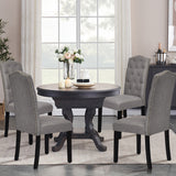 NNECW Set of 2 Tufted Dining Chair with Rubber Wooden Leg-Grey