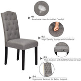 NNECW Set of 2 Tufted Dining Chair with Rubber Wooden Leg-Grey