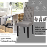 NNECW Set of 2 Tufted Dining Chair with Rubber Wooden Leg-Grey