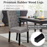 NNECW Set of 2 Tufted Dining Chair with Rubber Wooden Leg-Grey
