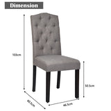 NNECW Set of 2 Tufted Dining Chair with Rubber Wooden Leg-Grey