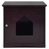 NNECW Cat Hidden Litter Enclosure Box-Brown