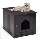 NNECW Cat Hidden Litter Enclosure Box-Brown